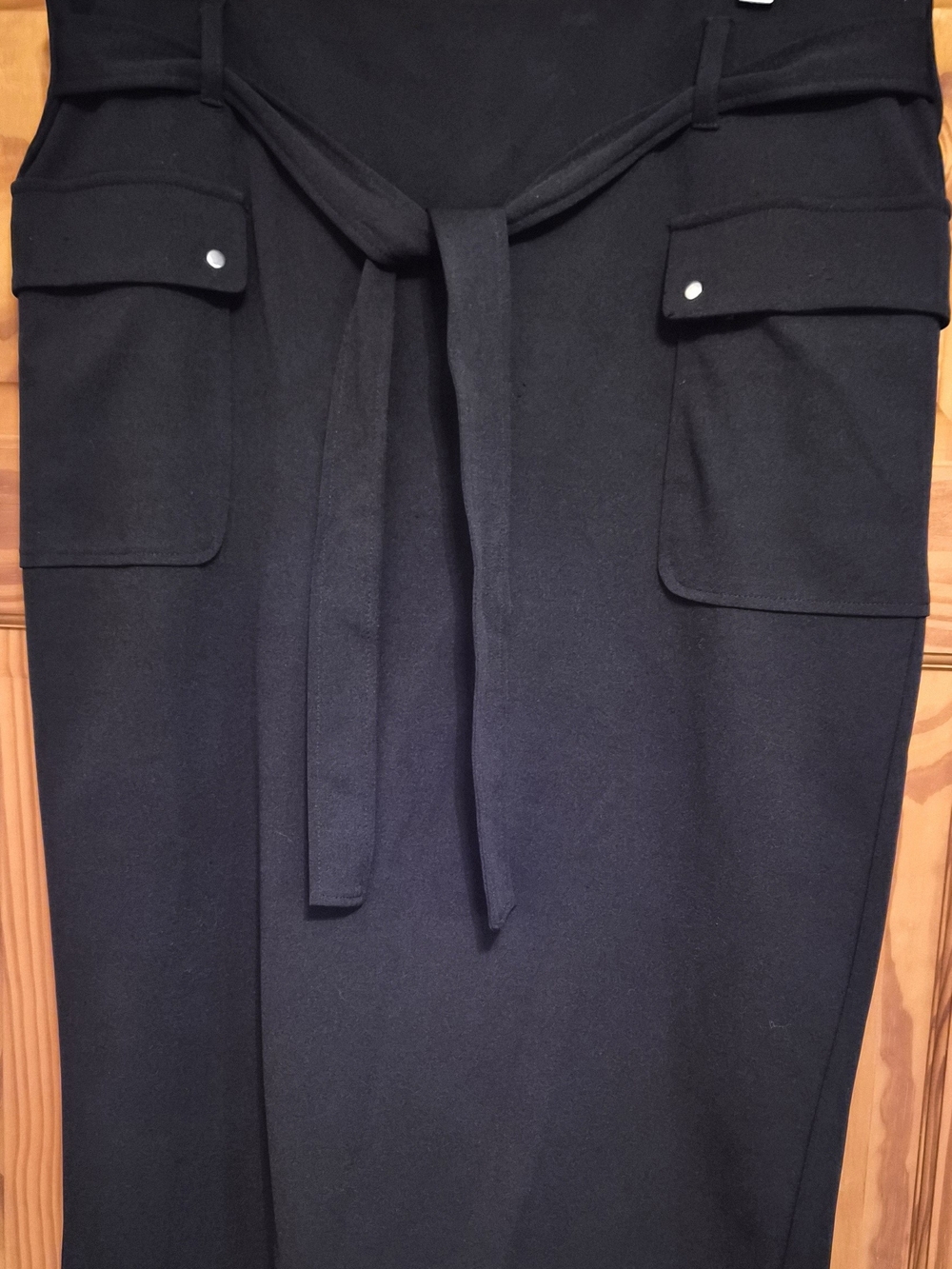 NYCC Black Tie-Waist Cargo Pencil Skirt